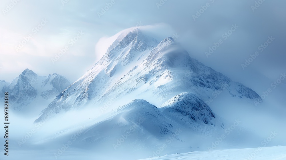 Blurred snowy mountain peak