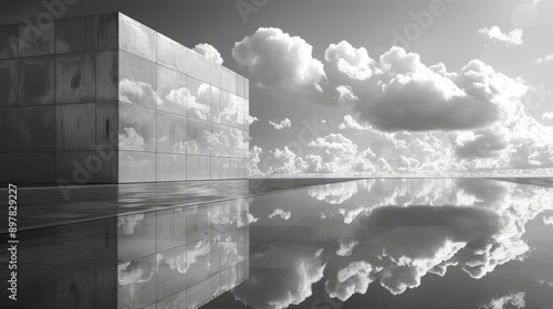 Obraz na płótnie Shoot the reflection of clouds on a mirrored building. w salonie