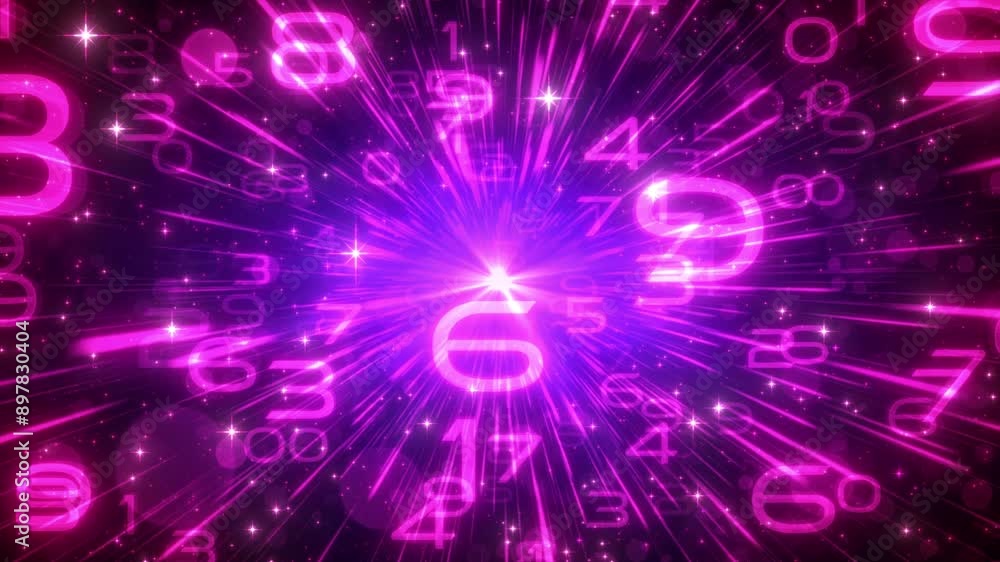 数字が急接近するサイバー空間 - パープル 数字が急接近するサイバー空間 - パープル