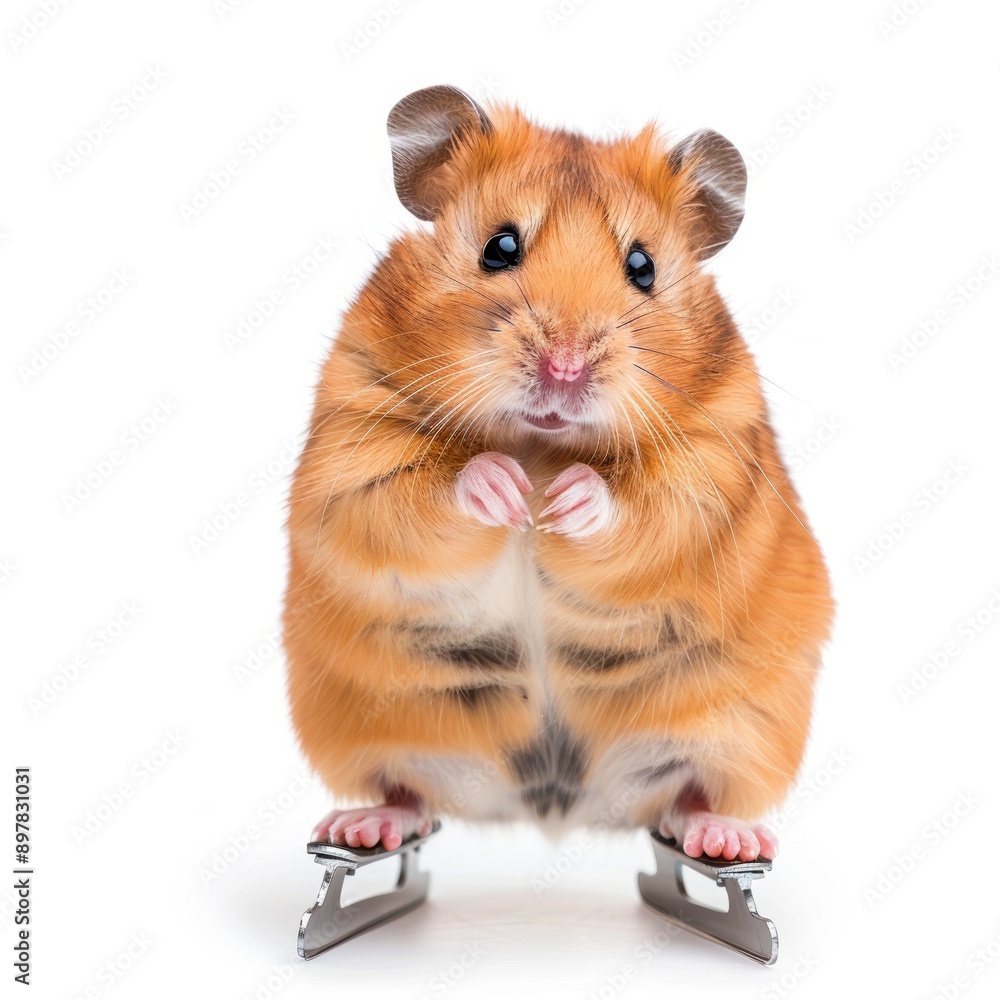 A cute hamster on ice skates, showcasing an adorable moment in a playful, winter-themed setting. A cute hamster on ice skates, showcasing an adorable moment in a playful, winter-themed setting.