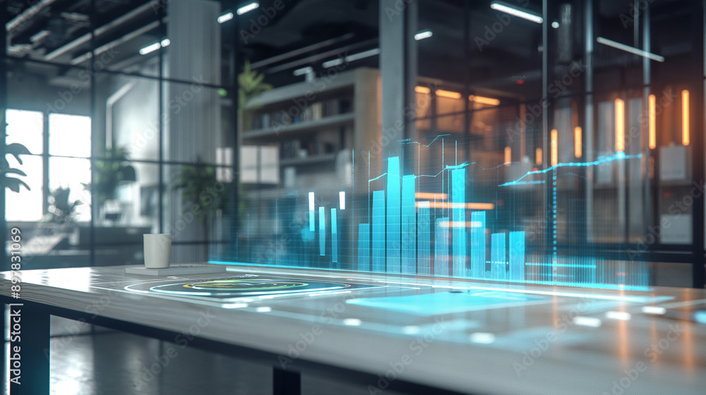 business data statistics virtual display over the table in modern office, business data analysis growth business data statistics virtual display over the table in modern office, business data analysis growth