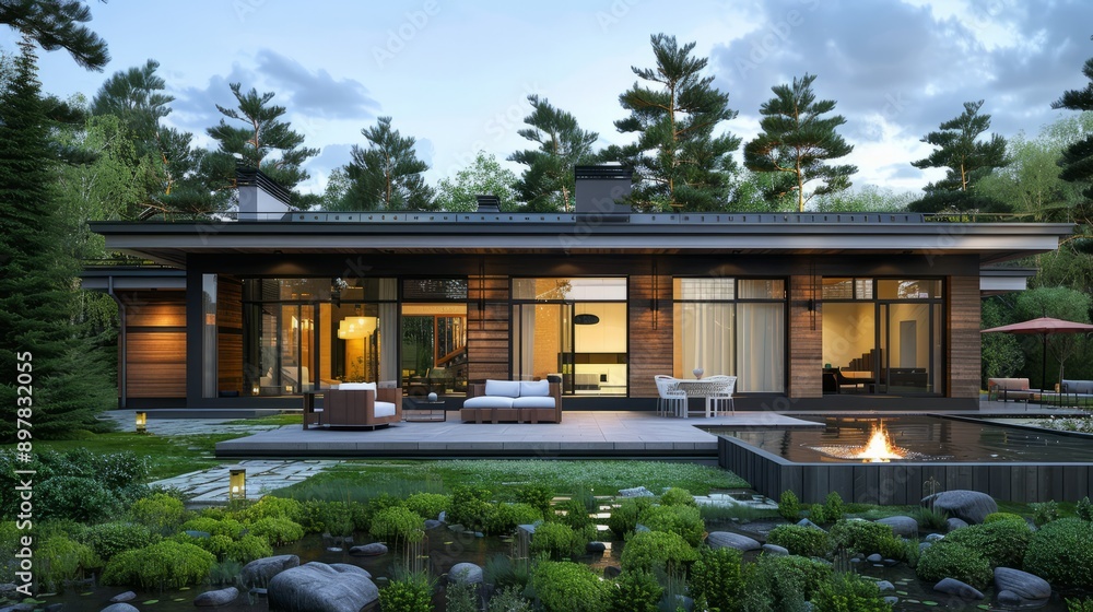 Project of a one-story modern house Project of a one-story modern house