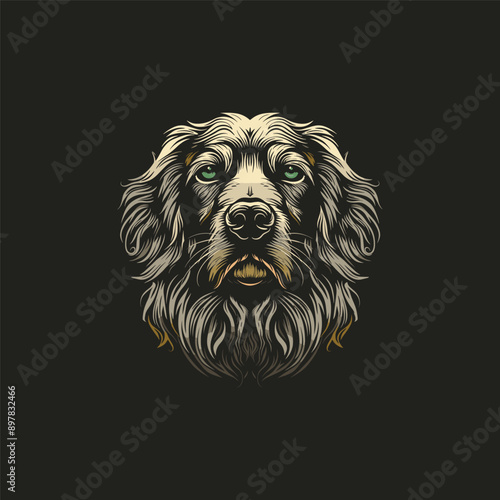 illustration of a Golden Retriever dog's head