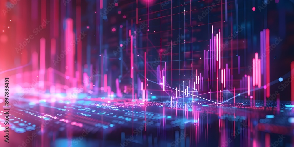 Graph, Stock market data, financial stocks, binary code Graph, Stock market data, financial stocks, binary code