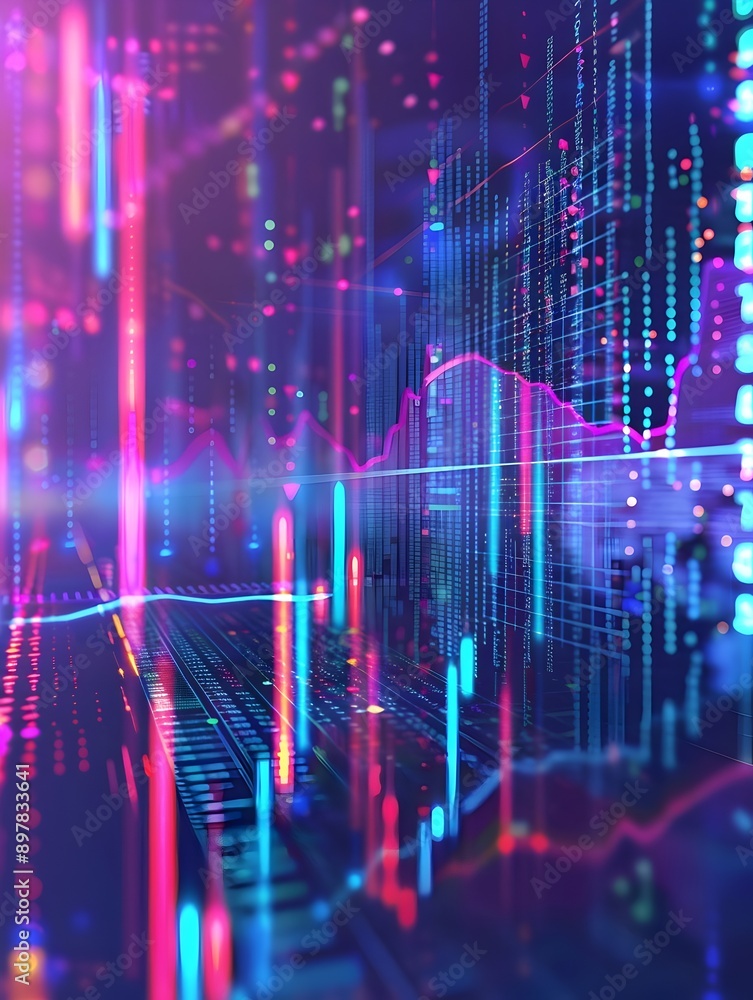 Graph, Stock market data, financial stocks, binary code Graph, Stock market data, financial stocks, binary code