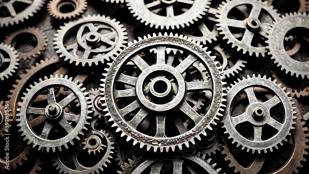Close-up of a group of interlocked metal gears, symbolizing teamwork and collaboration. Close-up of a group of interlocked metal gears, symbolizing teamwork and collaboration.