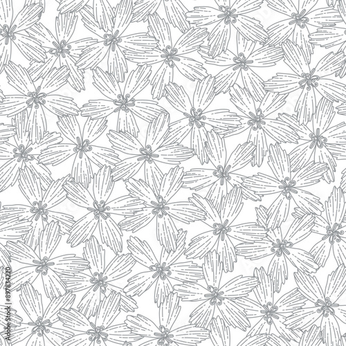 Series of seamless flower pattern motif galore in rustic floral scandinavian outline line for textile fabric wallpaper paper wrap print