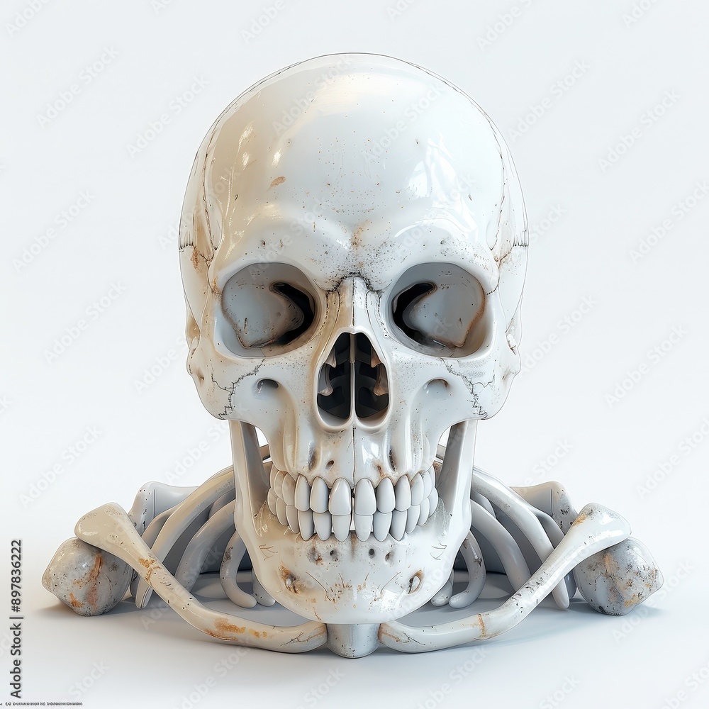 Cute skeleton with playful features, Single Object on white background Cute skeleton with playful features, Single Object on white background
