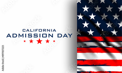 California Admission Day stylish text with usa flag design