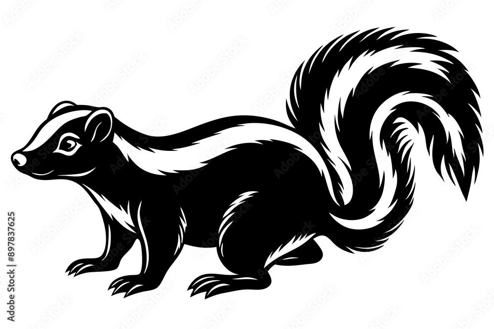 skunk silhouette, skunk line art silhouette, skunk svg, vector illustration
skunk silhouette, skunk line art silhouette, skunk svg, vector illustration