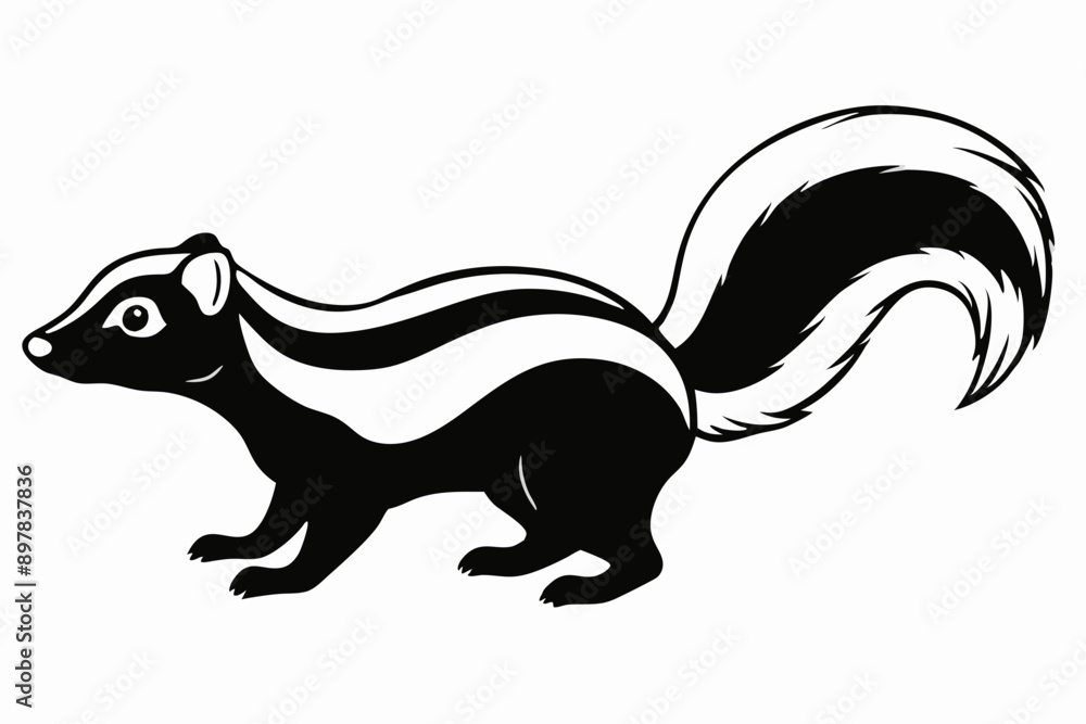 Obraz premium skunk silhouette, skunk line art silhouette, skunk svg, vector illustration