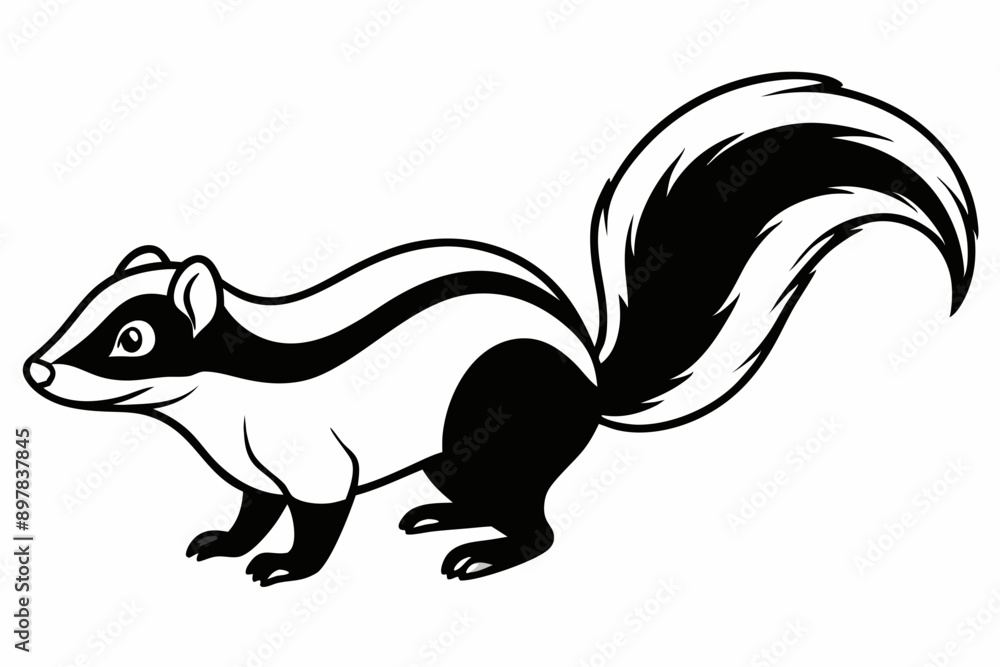 skunk silhouette, skunk line art silhouette, skunk svg, vector illustration
skunk silhouette, skunk line art silhouette, skunk svg, vector illustration