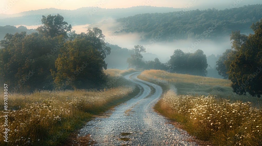 Soft focus countryside road
