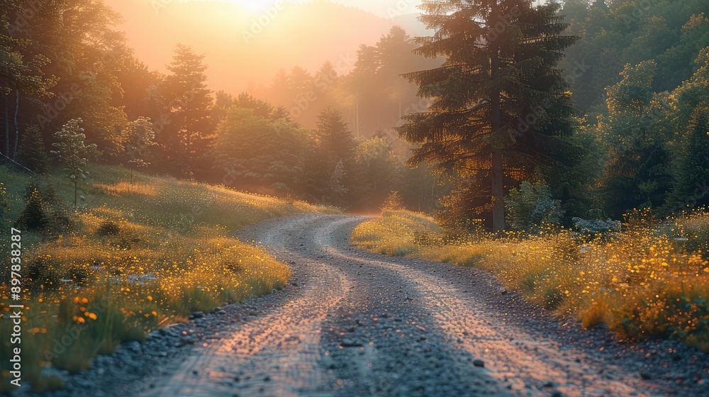 Soft focus countryside road