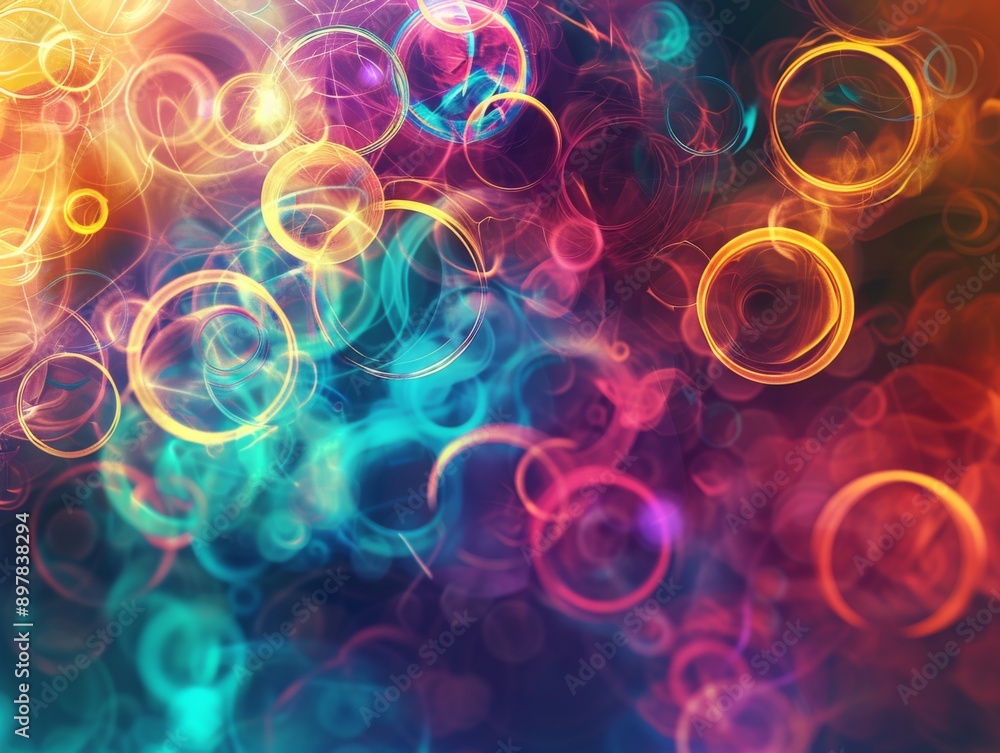 Abstract background with colorful glowing circles and swirls. Abstract background with colorful glowing circles and swirls.
