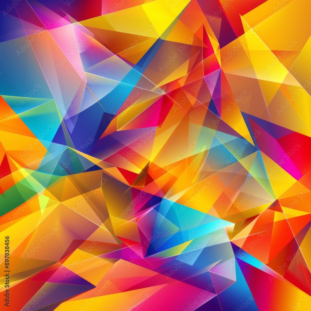 Abstract background with vibrant geometric shapes in shades of blue, red, yellow, and green. Abstract background with vibrant geometric shapes in shades of blue, red, yellow, and green.