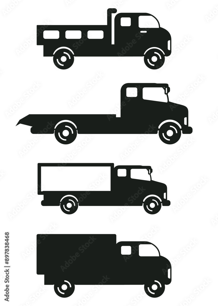 set of trucks automobile vehicle silhouette set of trucks automobile vehicle silhouette