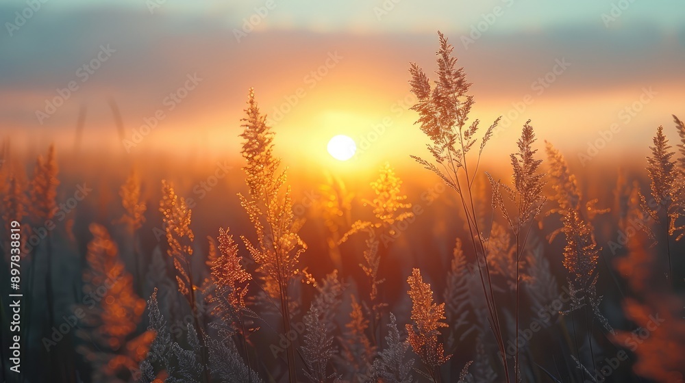 Soft focus farm field at dawn