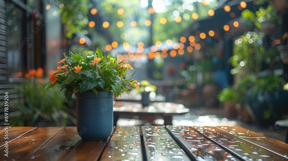 Soft focus outdoor cafe