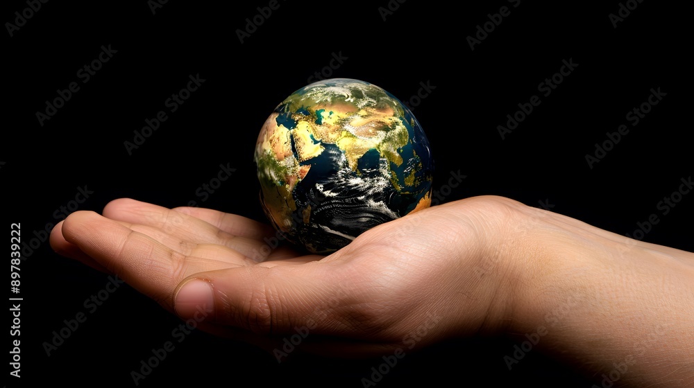 Hand Holding a Globe: A hand holding a small globe, representing travel and global connections.
Hand Holding a Globe: A hand holding a small globe, representing travel and global connections.
