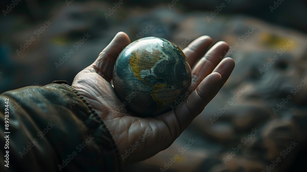 Hand Holding a Globe: A hand holding a small globe, representing travel and global connections.
Hand Holding a Globe: A hand holding a small globe, representing travel and global connections.