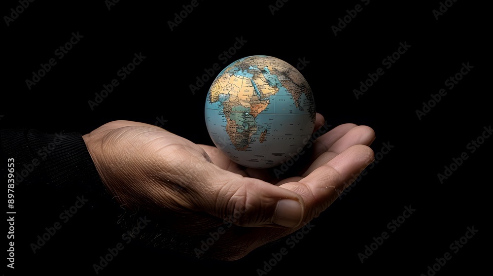 Hand Holding a Globe: A hand holding a small globe, representing travel and global connections.
Hand Holding a Globe: A hand holding a small globe, representing travel and global connections.