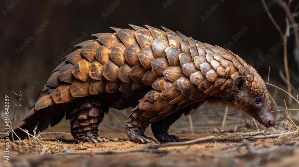 Fototapeta premium araffe walking in the dirt with its tail curled up