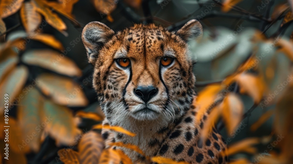 Fototapeta premium a cheetah that is looking at the camera