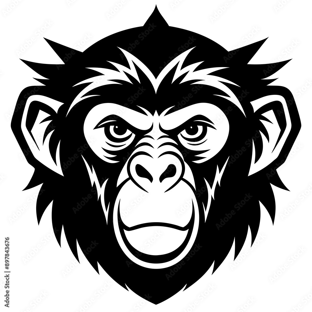Monkey head icon silhouette vector illustration Monkey head icon silhouette vector illustration