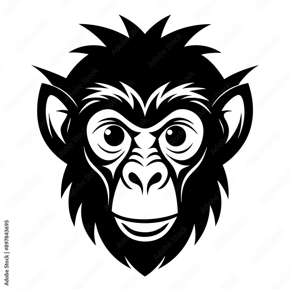 Obraz premium Monkey head icon silhouette vector illustration