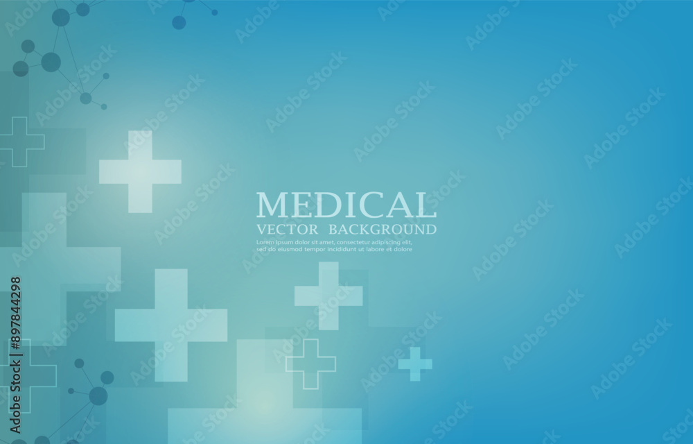 Fototapeta premium Abstect vector medical wallpaper.futuristic medical cross shape.blue background