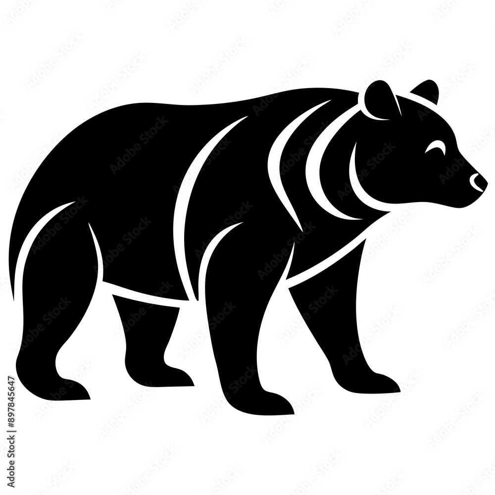 Fototapeta premium Vector bear silhouette isolated on white background. Bear icon Modern symbol logo design.