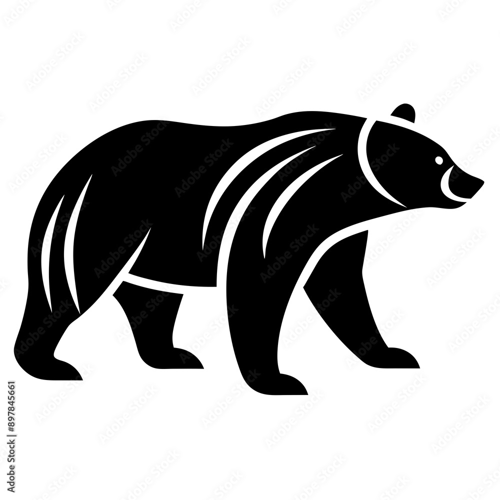 Fototapeta premium Vector bear silhouette isolated on white background. Bear icon Modern symbol logo design.