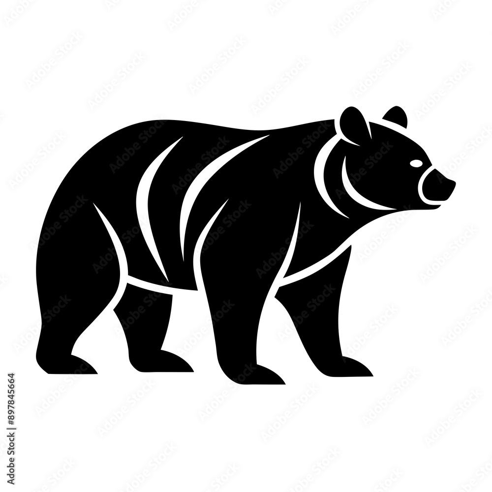 Obraz premium Vector bear silhouette isolated on white background. Bear icon Modern symbol logo design.