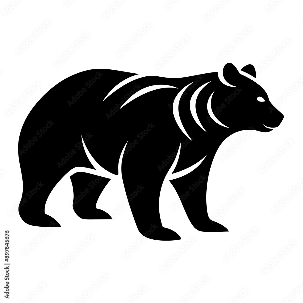 Fototapeta premium Vector bear silhouette isolated on white background. Bear icon Modern symbol logo design.