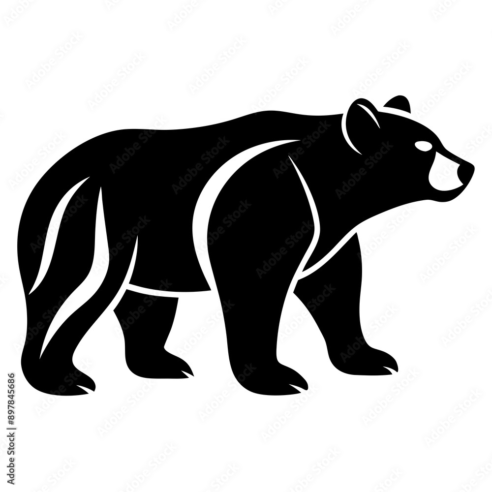 Fototapeta premium Vector bear silhouette isolated on white background. Bear icon Modern symbol logo design.