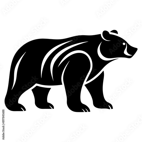 Vector bear silhouette isolated on white background. Bear icon Modern symbol logo design.