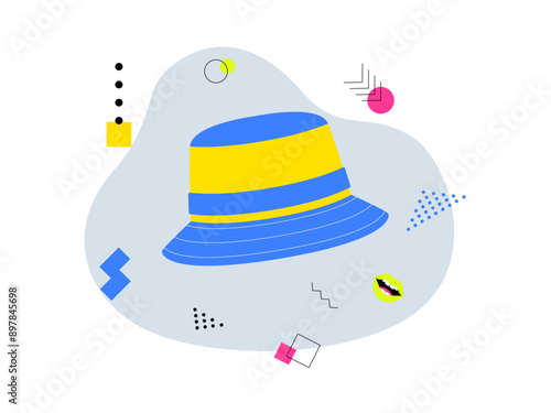 Bucket hat. 90's nostalgia vector illustration