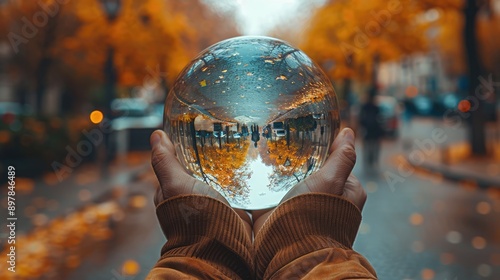 Obraz na płótnie Take a picture of a reflection in a crystal ball. w salonie