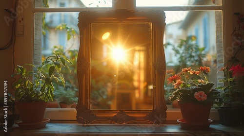 Obraz na płótnie Take a picture of reflections in a decorative mirror at home. w salonie