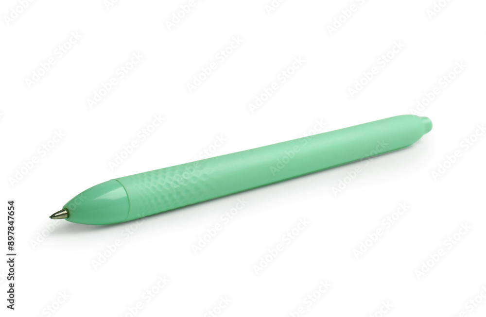 Stylish green ballpoint pen on white background Stylish green ballpoint pen on white background