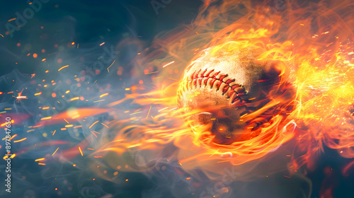 Wallpaper Mural A baseball engulfed in vibrant swirling flames flying through the dark night sky  The flames are detailed with shades of orange yellow and red creating a sense of motion and intensity Torontodigital.ca