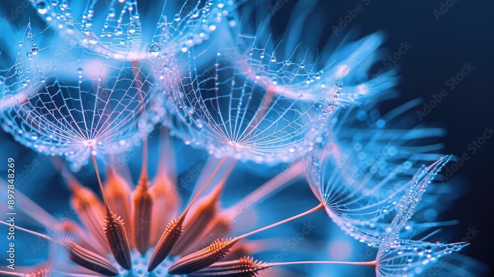 The delicate structure of a dandelion seed head