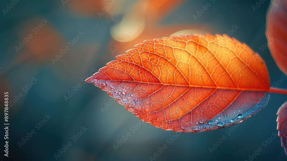 The delicate veins in a single autumn leaf