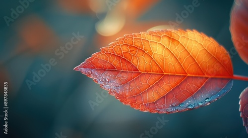 Obraz na płótnie The delicate veins in a single autumn leaf w salonie