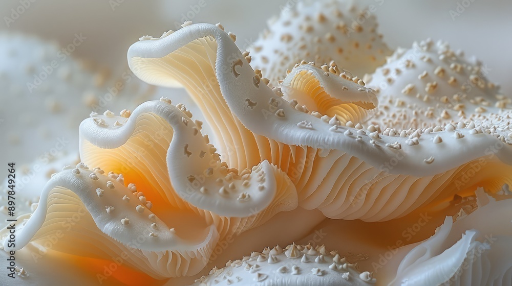 The fine details of a mushroom’s gills