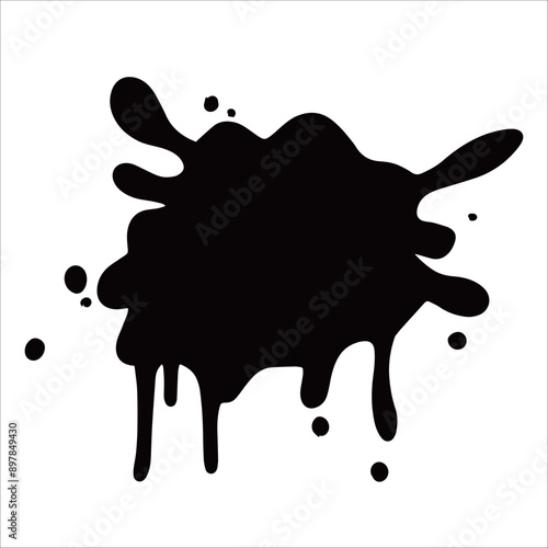 Paint black pigment spray splash stain illustration spots