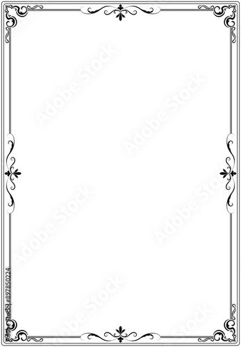 Elegant Ornate Border Frame: A classic and timeless design, this ornate border frame features intricate flourishes and scrolls, adding a touch of sophistication and vintage charm to any document, cert