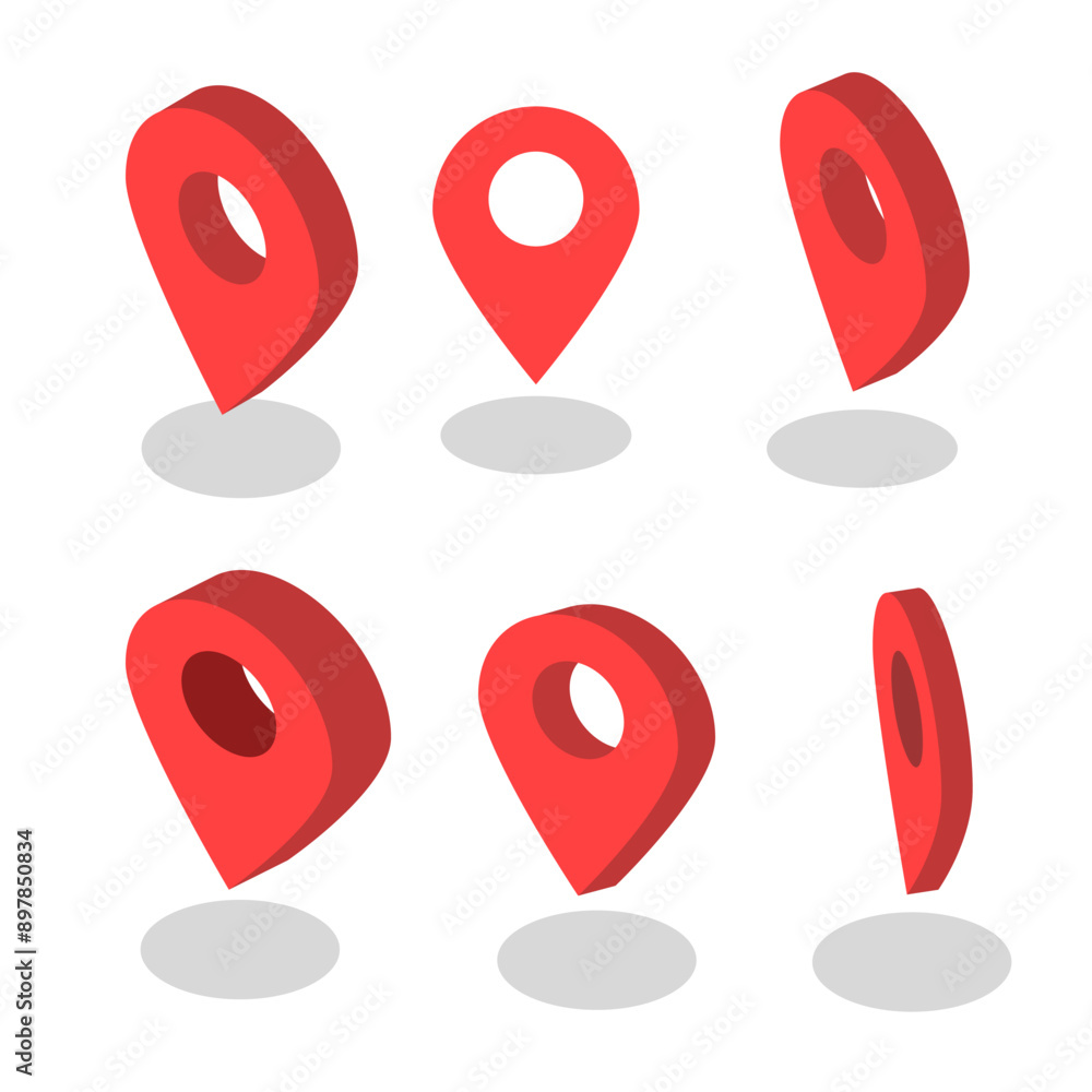 isometric vector of map red pin isometric vector of map red pin