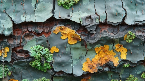 Obraz na płótnie The texture of tree bark with moss and lichen w salonie